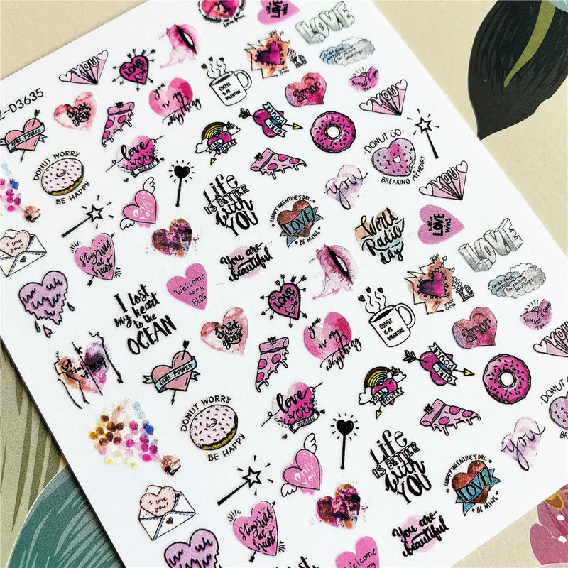 Z-D3635 Z-D3599 Donuts Pizza Love 3D Back glue Nail decal Nail sticker Nail decoration Nail art Nail ornament